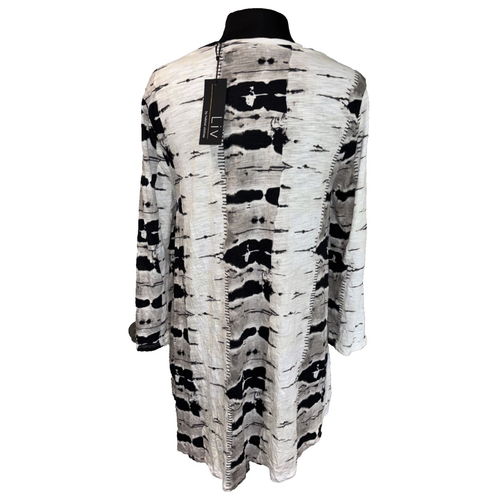 NEW‎ LIV by Habitat Shibori Tie-Dye Crinkle Ruched Tunic Size S White/Black - Picture 3 of 10